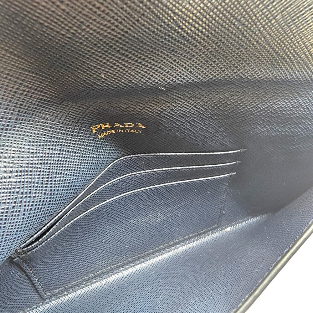 Prada Saffiano Wallet Envelope Blue with Gold Hardware - Picture 7 of 7
